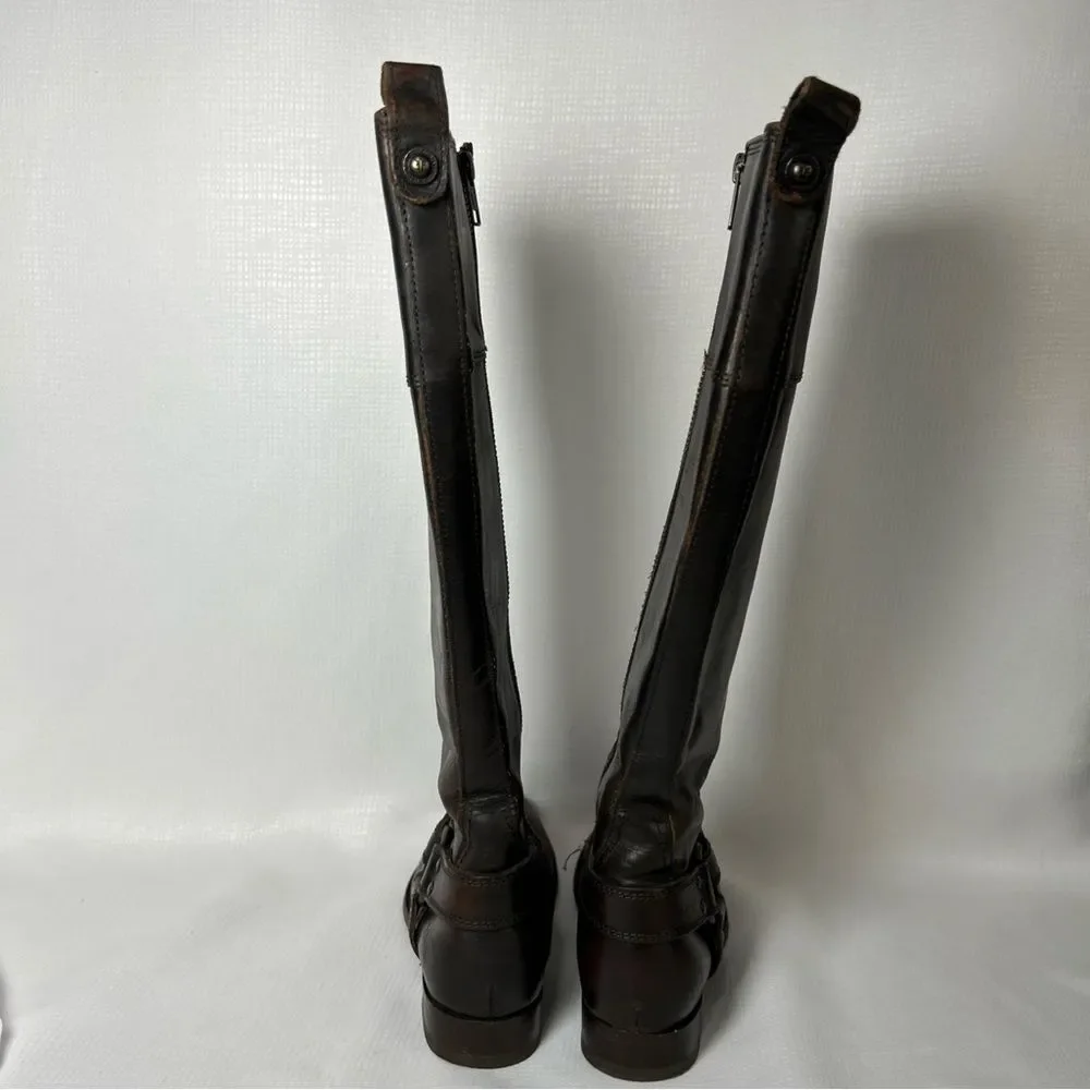 FRYE Melissa Brown Leather Zip Knee High Riding Boots Womens Sz 7 B Style 76929 - Picture 4 of 13